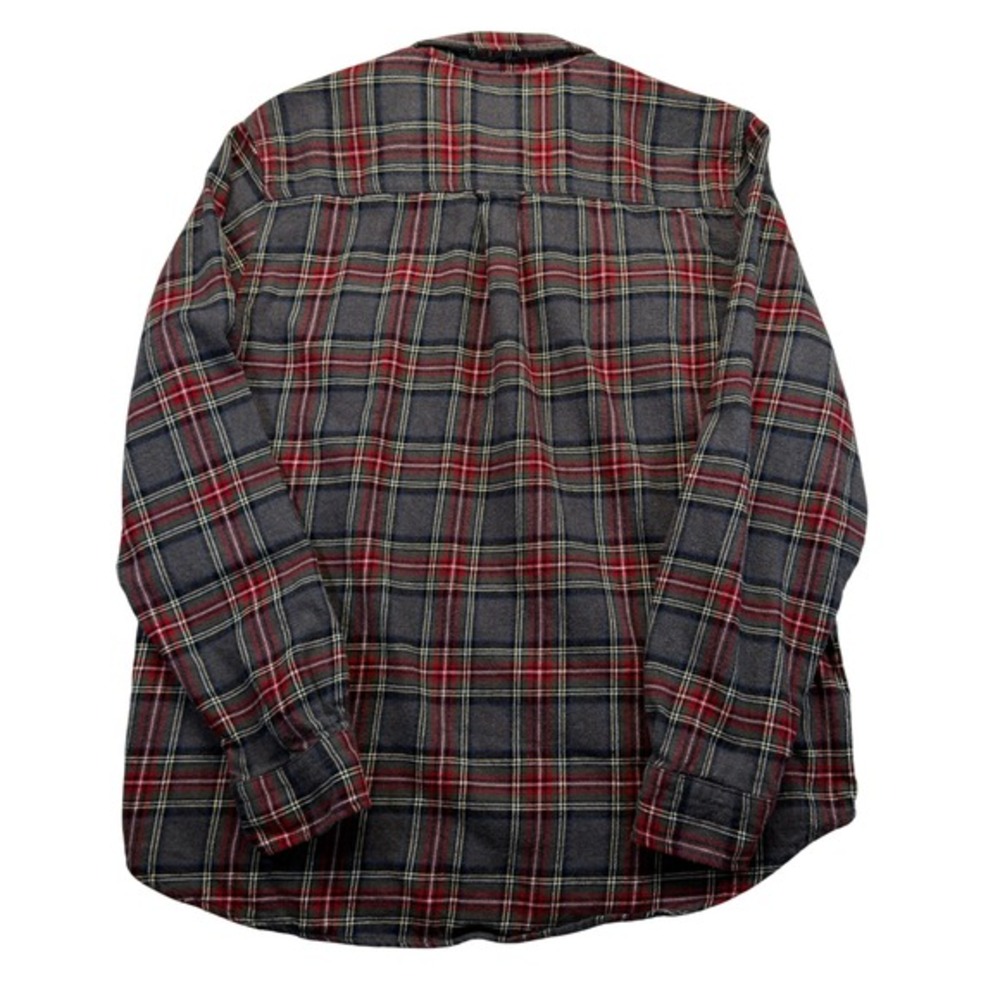 Woolrich Mens XL Flannel Shirt Gray Red Plaid Cotton Button Down Pockets - Picture 3 of 8